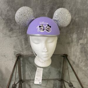 NWT Disney Parks 100th Anniversary Mickey & Minnie Hat Ears Purple/Silver OS